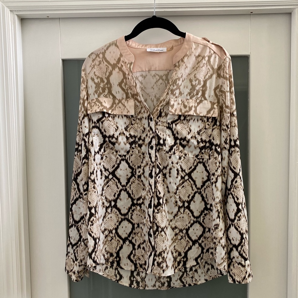 Calvin Klein Roll-Sleeve Blouse